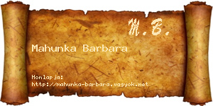 Mahunka Barbara névjegykártya